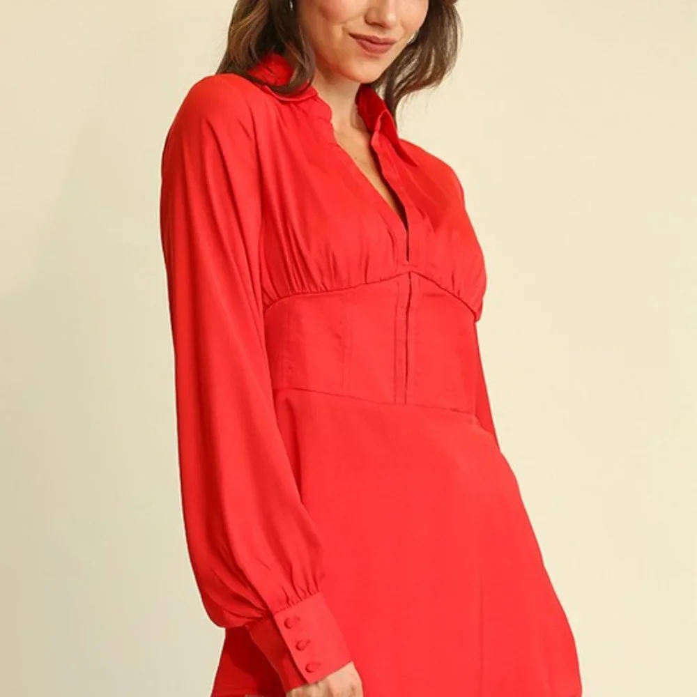 33. Scarlet Red Corset Top - Picture 2 of 4